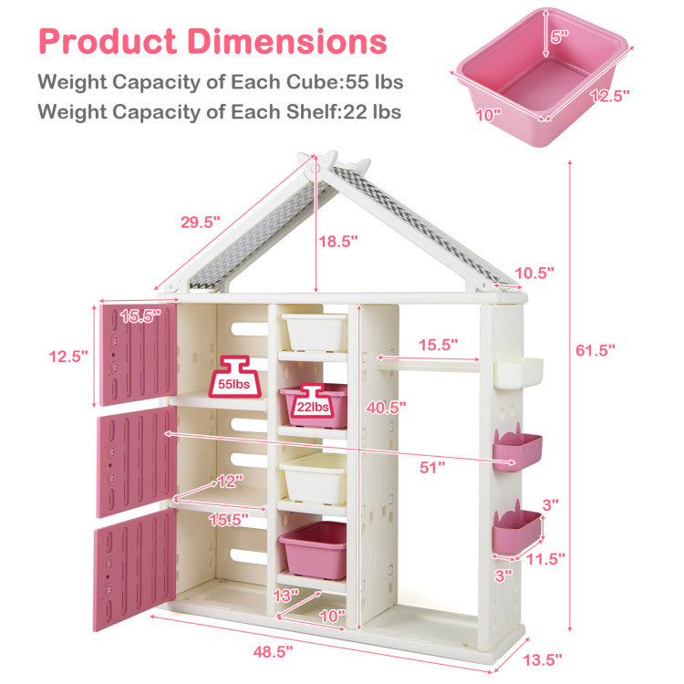 Kids Costume Storage Closet Organizer with Bins, Shelves & Side Baskets – Ideal for Kids’ Room