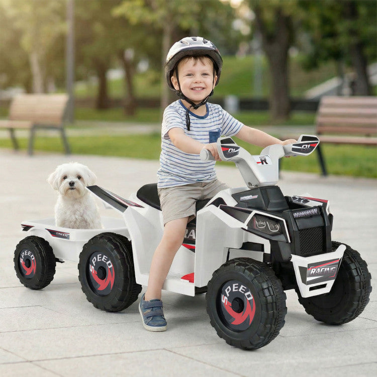 6V Kids ATV Quad with Detachable Trailer