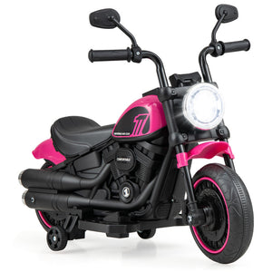 6V Kids Electric Ride-On Motorcycle with LED Headlights & Detachable Training Wheels