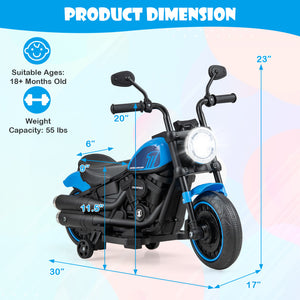 6V Kids Electric Ride-On Motorcycle with LED Headlights & Detachable Training Wheels