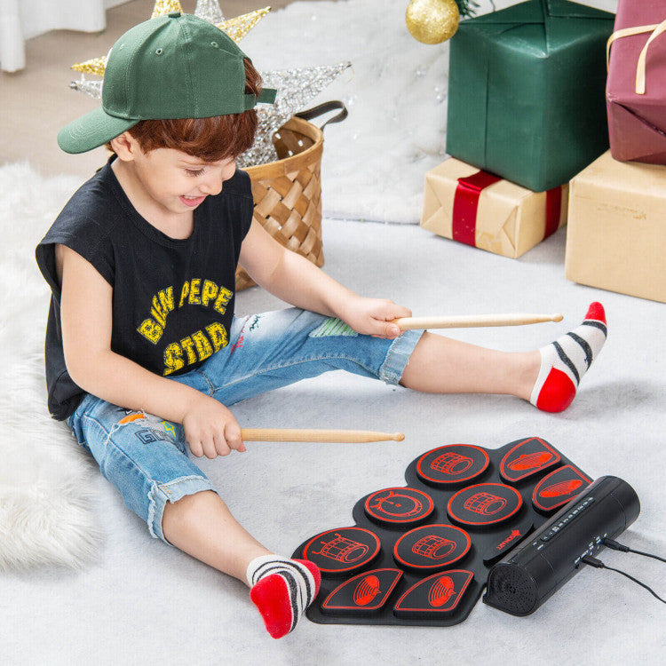 Kids' Electronic Drum Set with Built-in Stereo Speakers - Perfect for Beginners