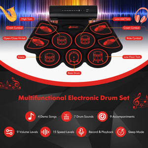 Kids' Electronic Drum Set with Built-in Stereo Speakers - Perfect for Beginners