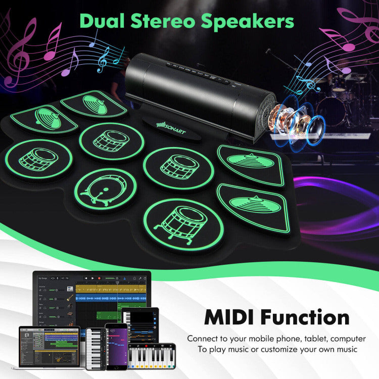 Kids' Electronic Drum Set with Built-in Stereo Speakers - Perfect for Beginners