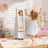 Kids Jewelry Armoire with Swivel Base and Lockable Wheels – Adjustable Storage Cabinet