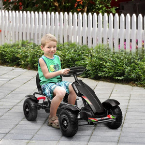Kids Pedal Go Kart, Outdoor Ride on Toys with Adjustable Seat, Sharp Handling, Handbrake, 4 Non-Slip Rubber Wheels for Boys & Girls Black