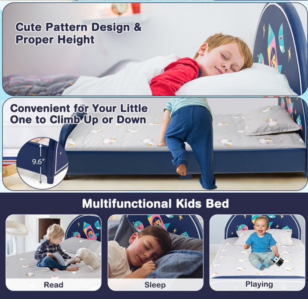 Kids Upholstered Platform Bed with Headboard and Footboard – Stylish Kids Bed Frame