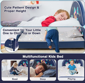 Kids Upholstered Platform Bed with Headboard and Footboard – Stylish Kids Bed Frame