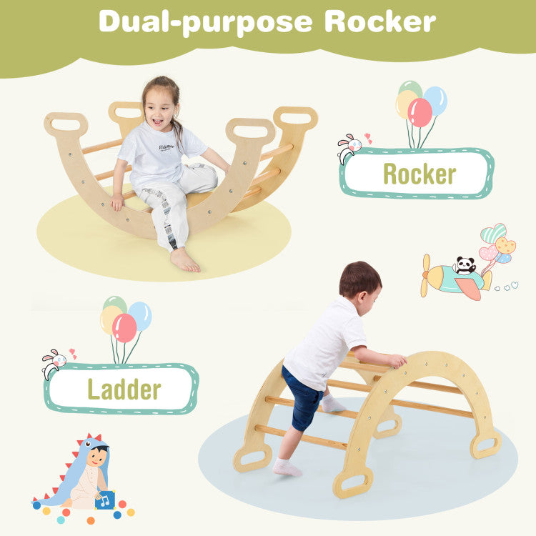 2-in-1 Wooden Kids Climber with Triangle Arch Ramp – Outdoor Climbing Toy for Toddlers