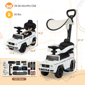 Children's toy car with dimensions and features for ages 18-36 months and weight limit 55 lbs.