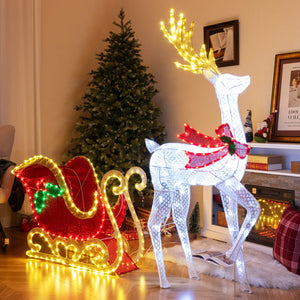 LED Christmas Reindeer and Sleigh with Lights for Holiday Decor