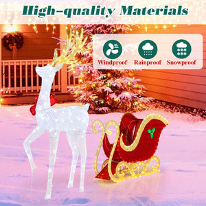 LED Christmas Reindeer and Sleigh with Lights for Holiday Decor