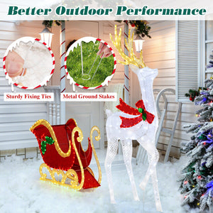 LED Christmas Reindeer and Sleigh with Lights for Holiday Decor