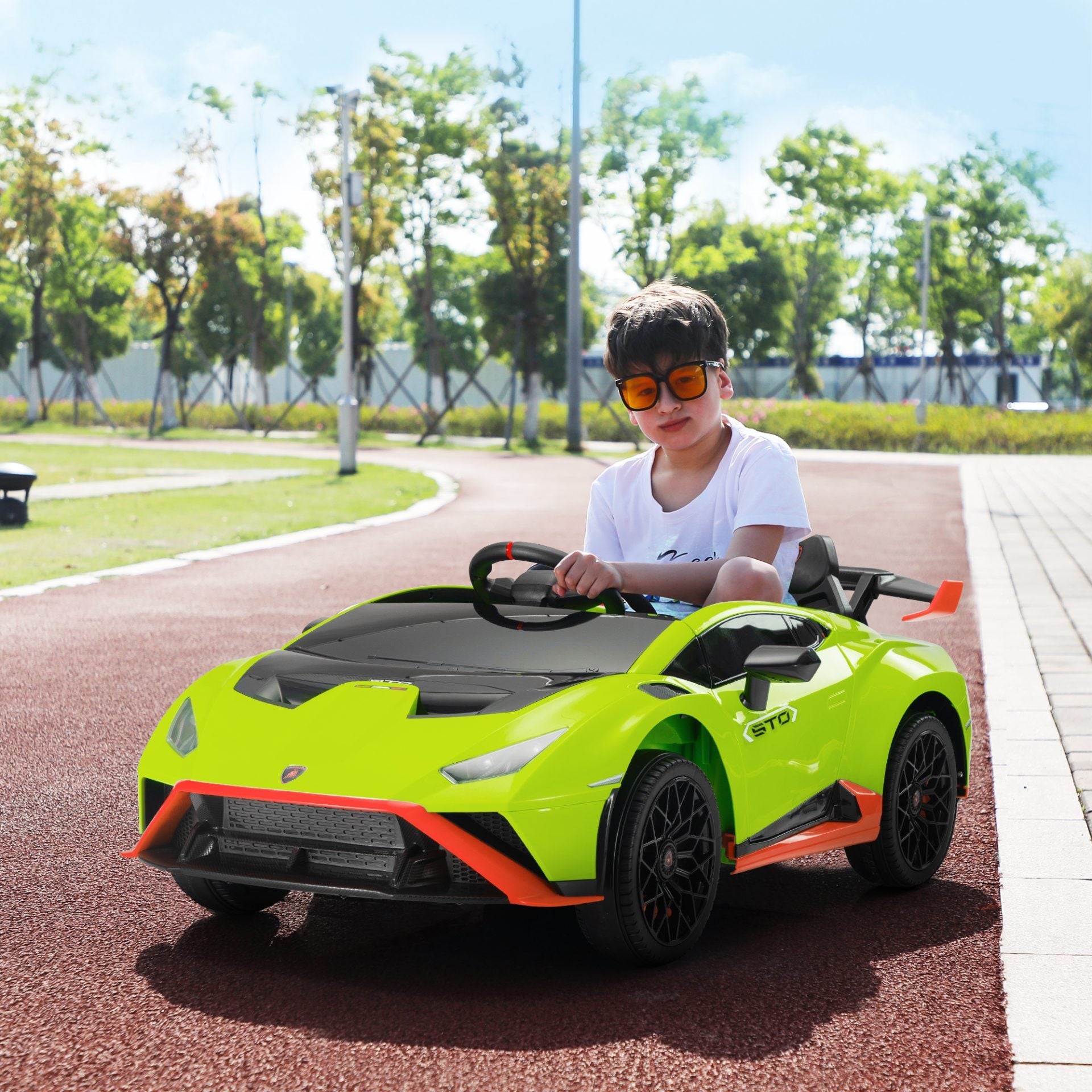 Tobbi 12V Licensed Lamborghini Kids Electric Ride-on Car, Battery Powered Toy Car with Remote Control, Green