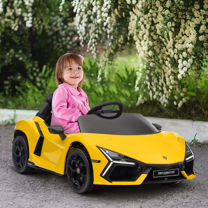 Lamborghini Revuelto 12V Kids Electric Ride-On Toy Car w/ Remote, Hydraulic Doors