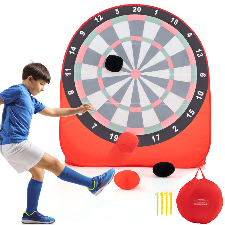 Large Kids Dart Board with 4 Kick Balls - Safe Indoor Outdoor Game for 6 Years and Above