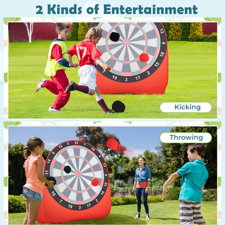 Large Kids Dart Board with 4 Kick Balls - Safe Indoor Outdoor Game for 6 Years and Above