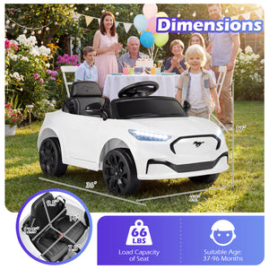 White toy car with dimensions and family in the background