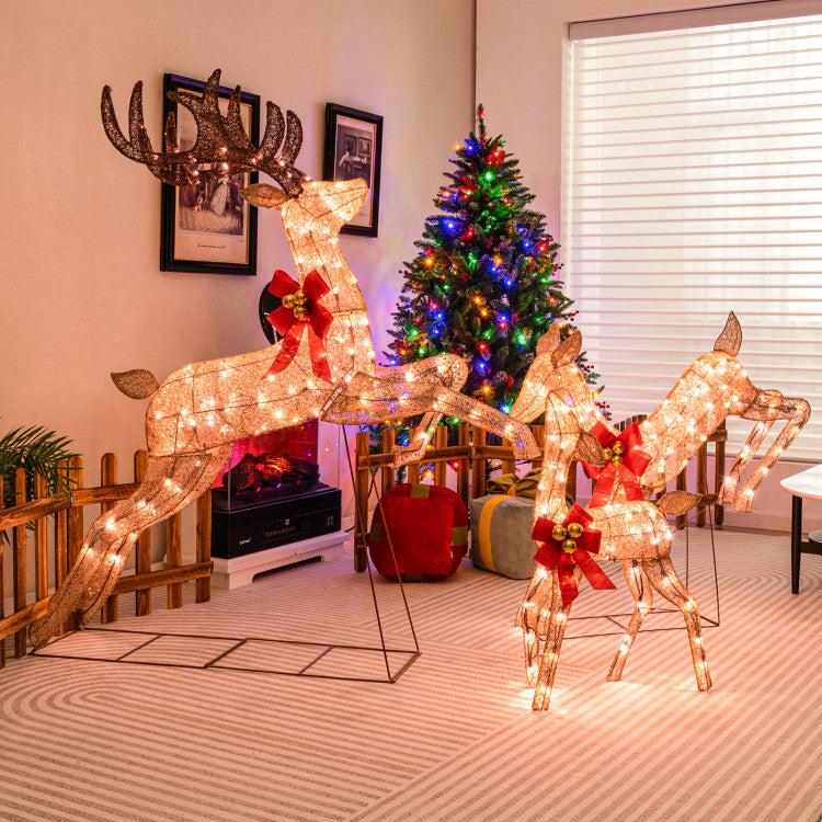 Lighted Christmas Reindeer Family Set - 3 Pieces with 255 Bright Lights