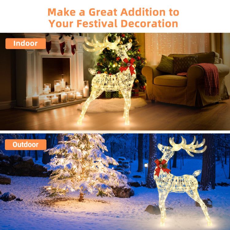 Lighted Christmas Reindeer with Ground Stakes for Outdoor Holiday Decor