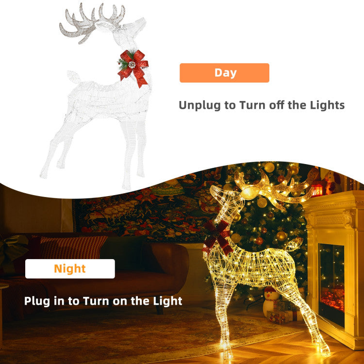 Lighted Christmas Reindeer with Ground Stakes for Outdoor Holiday Decor