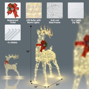 Lighted Christmas Reindeer with Ground Stakes for Outdoor Holiday Decor