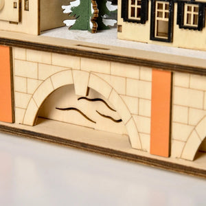 Light up Wooden Christmas Advent Calendar with Countdown Drawers, Village Scene, for All Ages