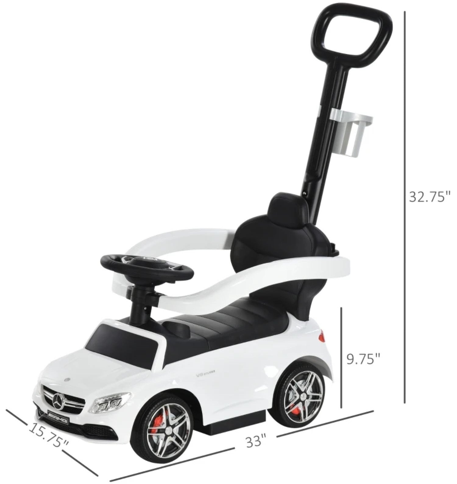 Mercedes Benz Kids Ride On Toy Car, 3-In-1 Stroller Sliding Walking Car for Toddlers