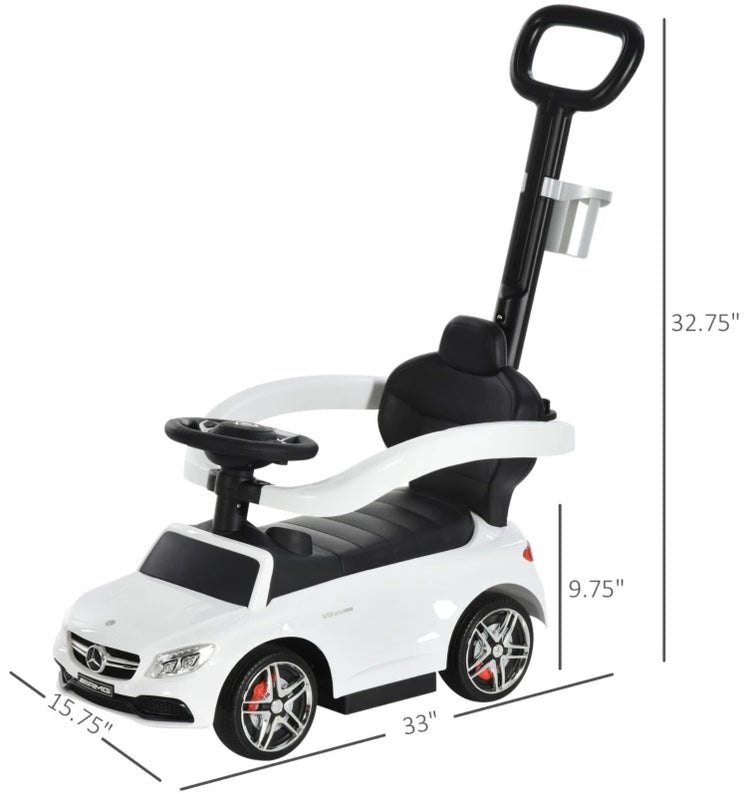 Mercedes Benz Kids Ride On Toy Car, 3-In-1 Stroller Sliding Walking Car for Toddlers