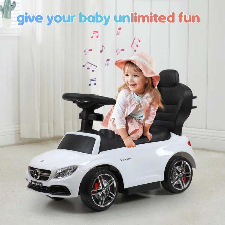 Mercedes Benz Kids Ride On Toy Car, 3-In-1 Stroller Sliding Walking Car for Toddlers