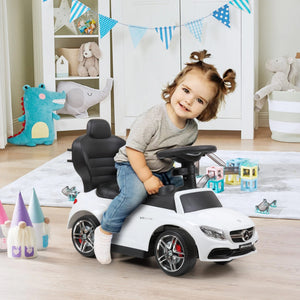 Mercedes Benz Kids Ride On Toy Car, 3-In-1 Stroller Sliding Walking Car for Toddlers