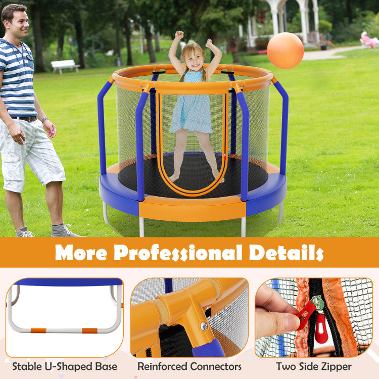 Mini Trampoline with Enclosure Net & Heavy-Duty Metal Frame – Safe Outdoor Fun