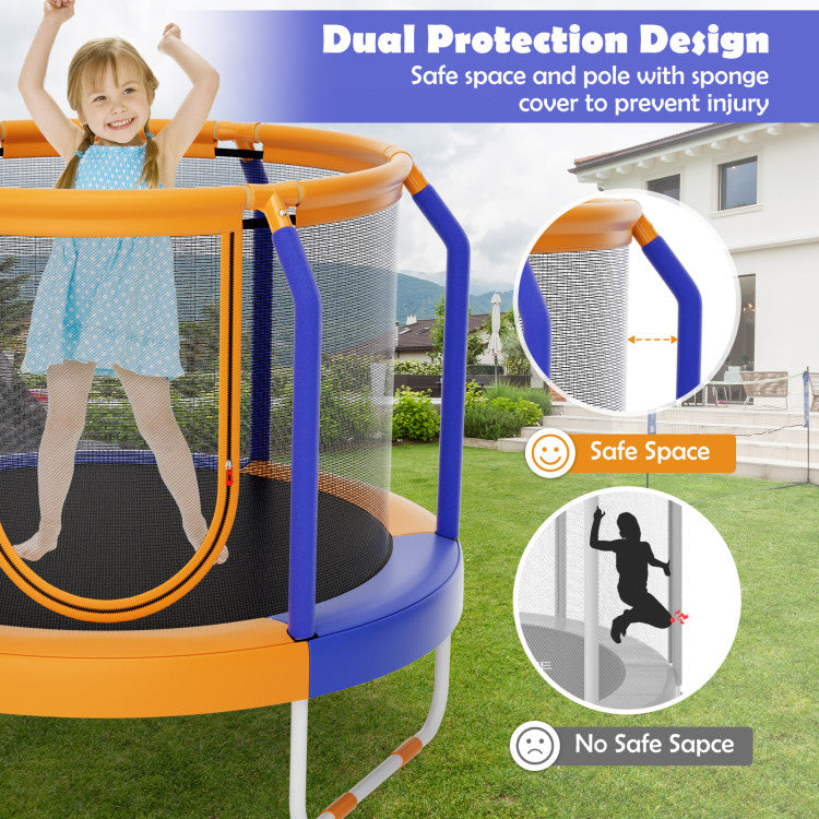 Mini Trampoline with Enclosure Net & Heavy-Duty Metal Frame – Safe Outdoor Fun