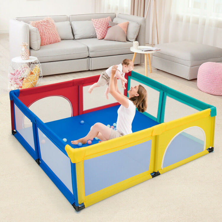 Large Baby Playpen with 50 Ocean Balls – Safe Infant Play Center Yard