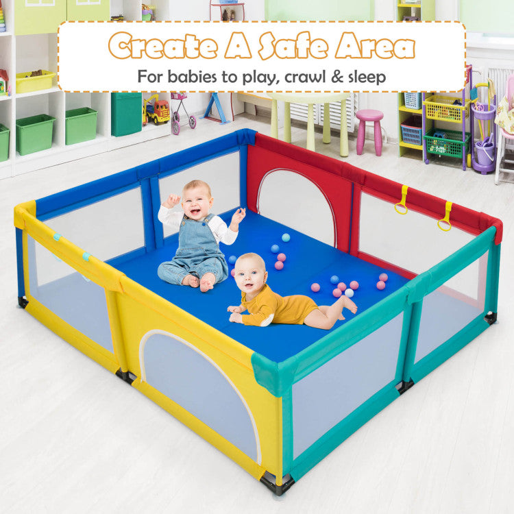 Large Baby Playpen with 50 Ocean Balls – Safe Infant Play Center Yard