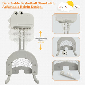 Detachable basketball stand with adjustable height design on a white background