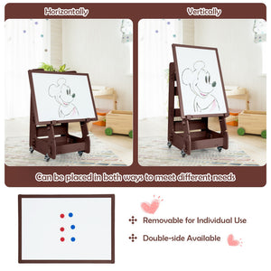 Multifunctional Kids' Art Easel with Adjustable Height, Chalkboard, and Whiteboard