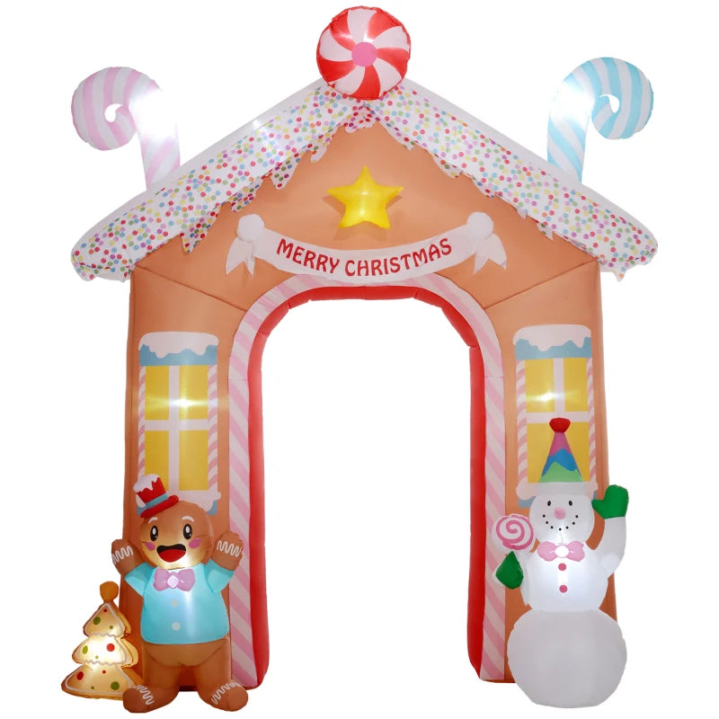 Outsunny 10FT Inflatable Candy House Archway | Christmas Blow-Up w/ LED Lights for Yard