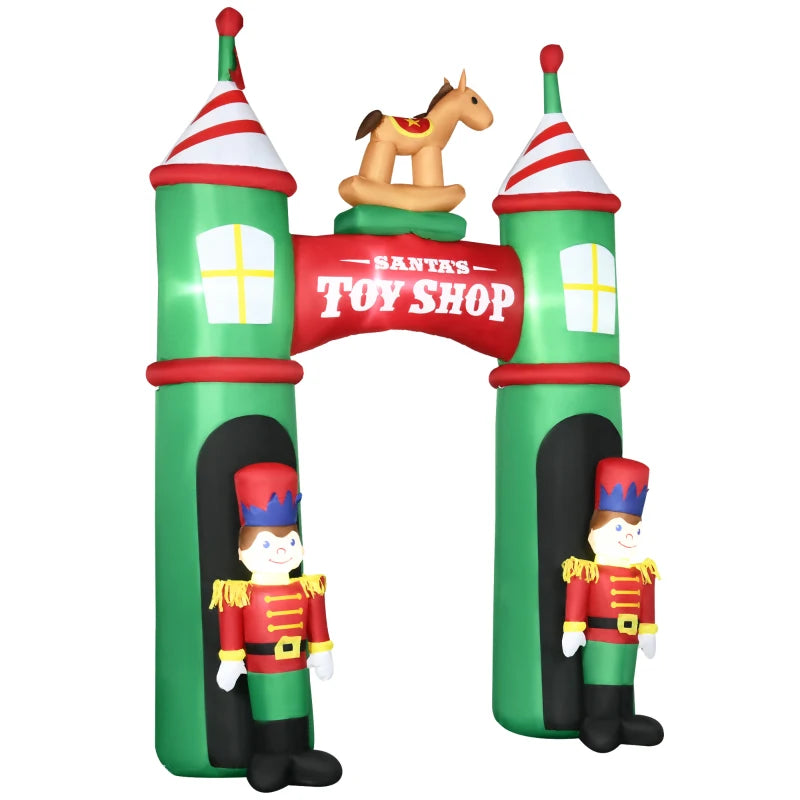 Outsunny 11.5ft Christmas Inflatable Archway with Nutcracker Soldiers & Rocking Horse