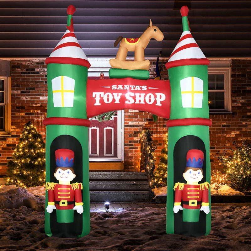 Outsunny 11.5ft Christmas Inflatable Archway with Nutcracker Soldiers & Rocking Horse