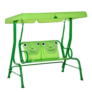 Outsunny Kids Porch Swing with Adjustable Canopy & Seatbelts, Ages 3-6, Ladybug Design