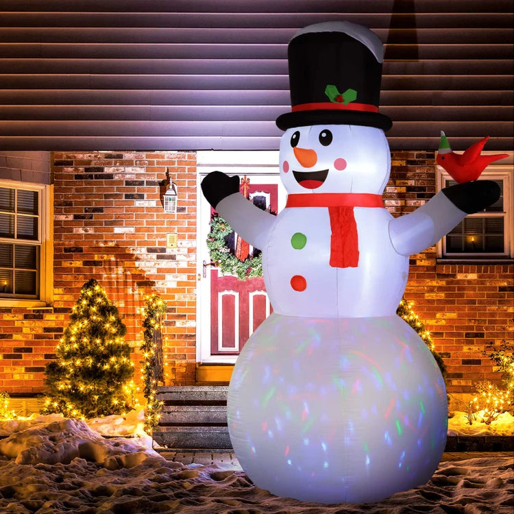 KRZ - Outsunny 12FT Inflatable Snowman with Rotating LED Lights for Yard & Indoor Decor