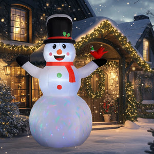 KRZ - Outsunny 12FT Inflatable Snowman with Rotating LED Lights for Yard & Indoor Decor