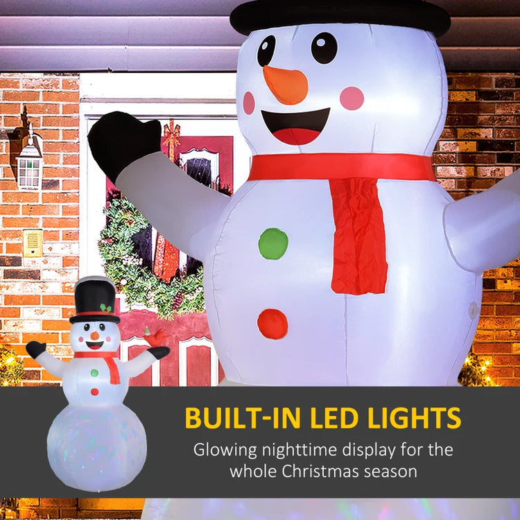 KRZ - Outsunny 12FT Inflatable Snowman with Rotating LED Lights for Yard & Indoor Decor