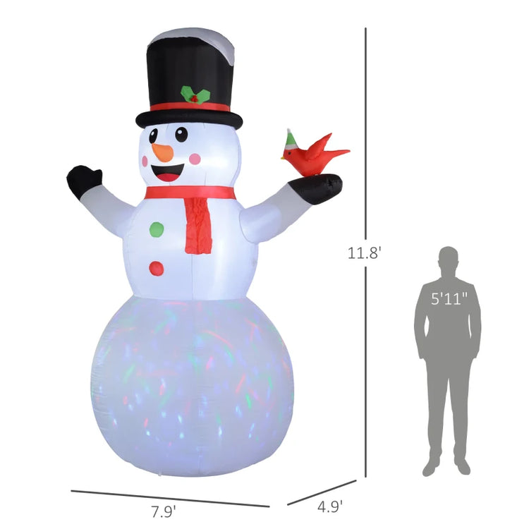 KRZ - Outsunny 12FT Inflatable Snowman with Rotating LED Lights for Yard & Indoor Decor