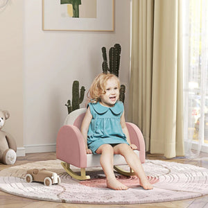 Pink Princess Crown Kids Rocking Chair – Toddler Armchair for Bedroom and Playroom