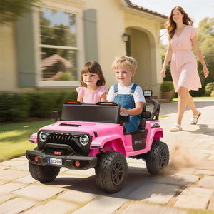 Qaba kids ride-on truck with features like blue Jeep Power Wheels
