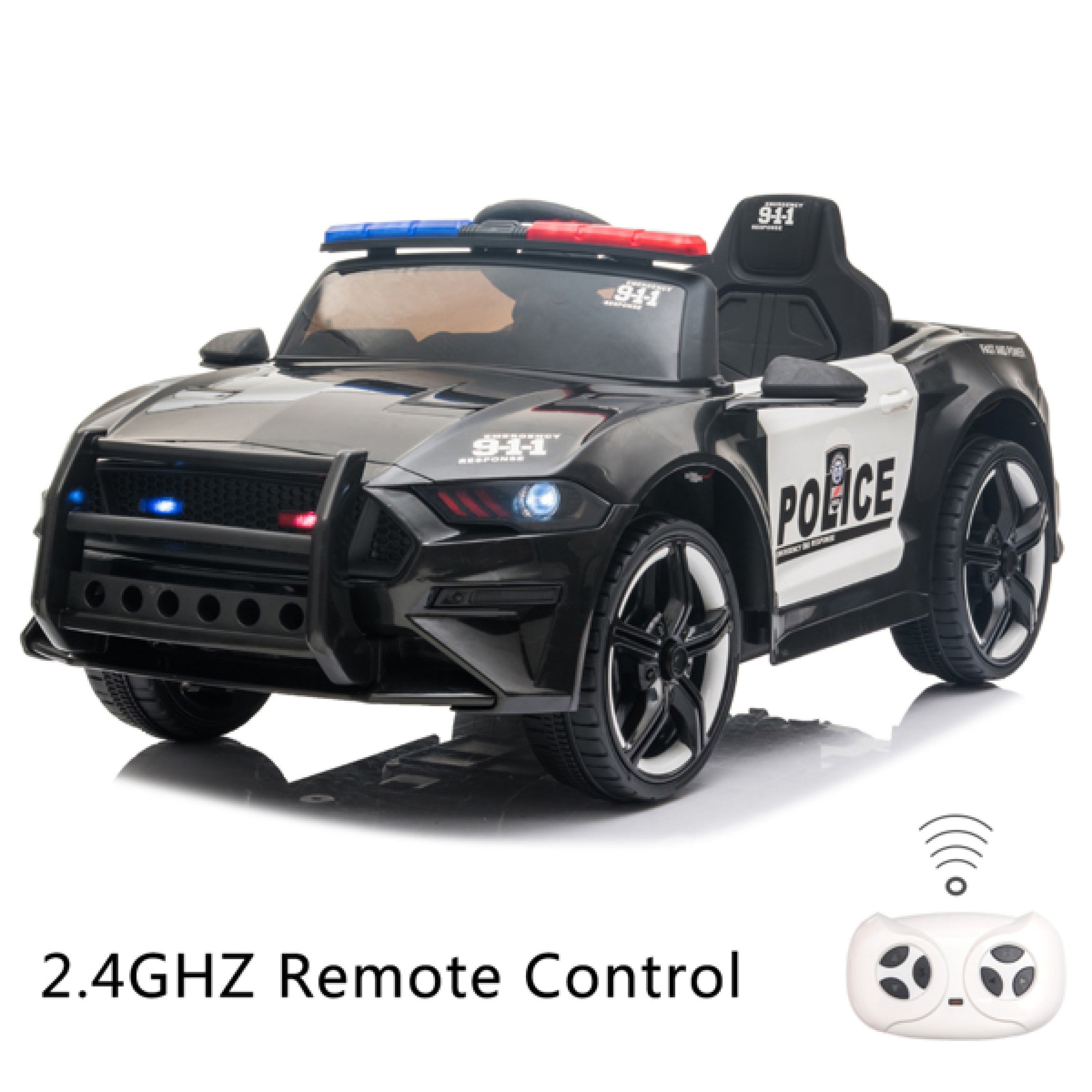 Children electric police car black