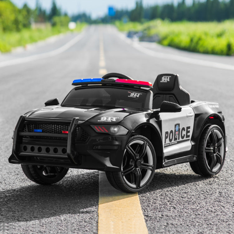 Children electric police car black