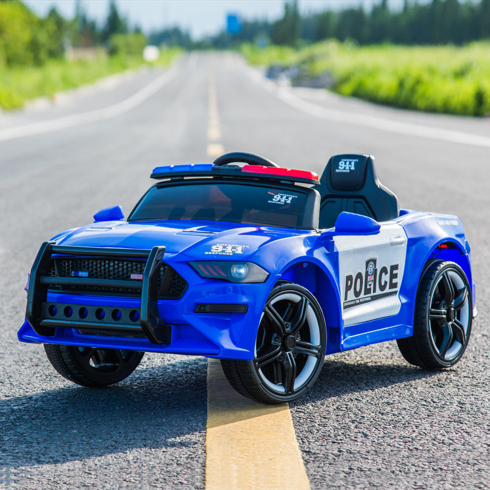 childrens electric police car blue