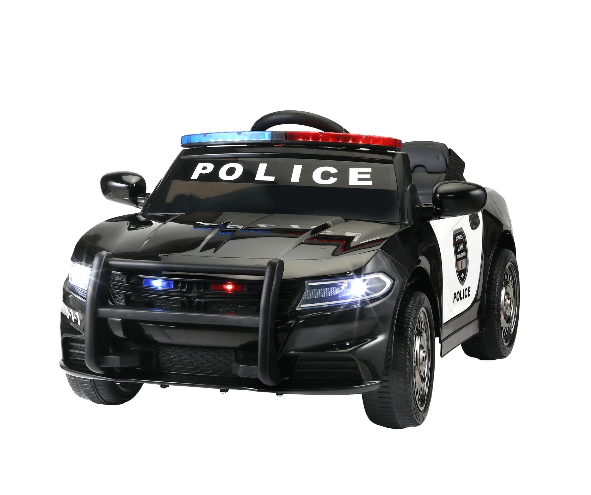 Tobbi 12V Kids Electric Police Ride-On Car with Remote Control - Kids Police Power Wheels Cop Car Ride-on Toy Black